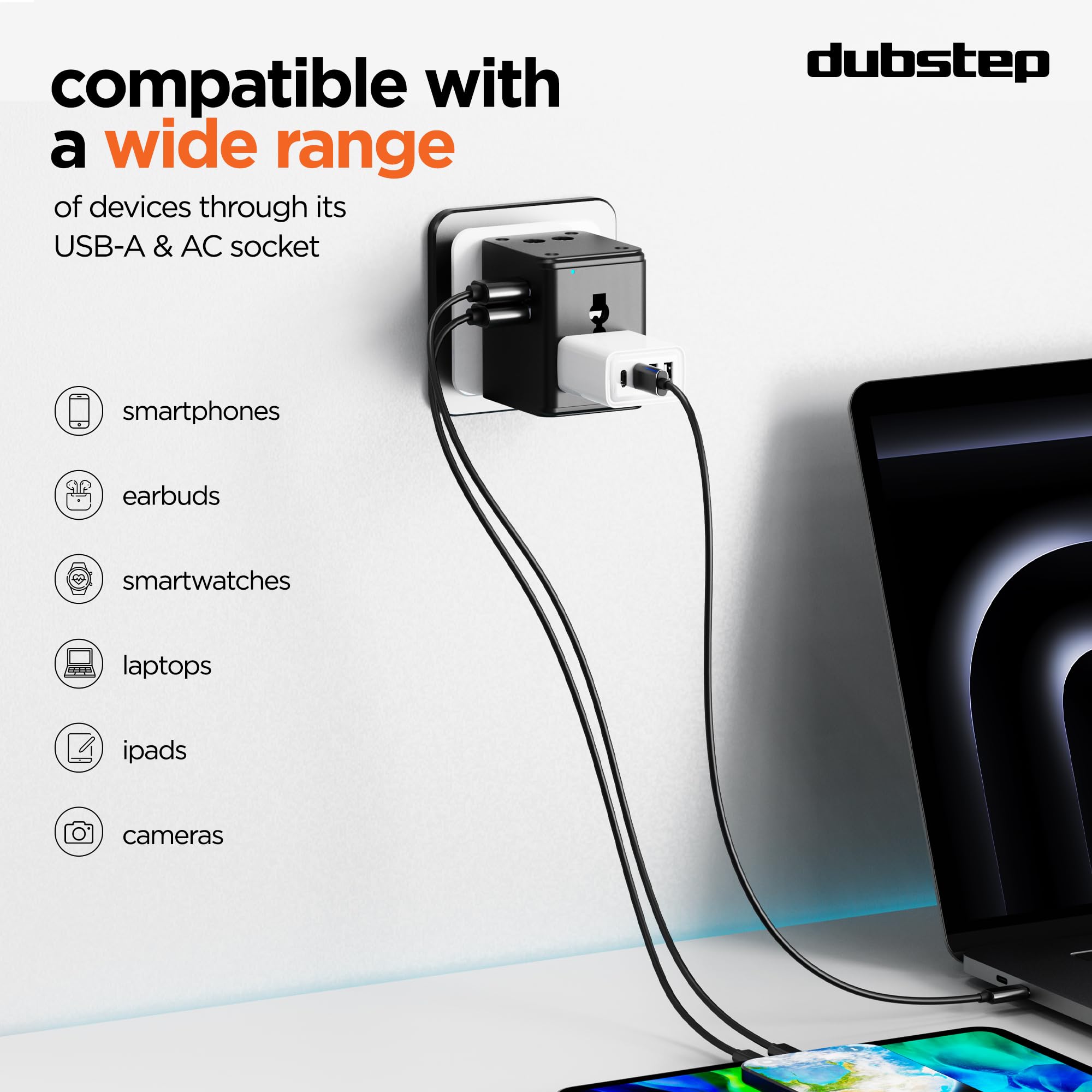 Dubstep Voyager Travel Adapter - Universal Worldwide Charger -5