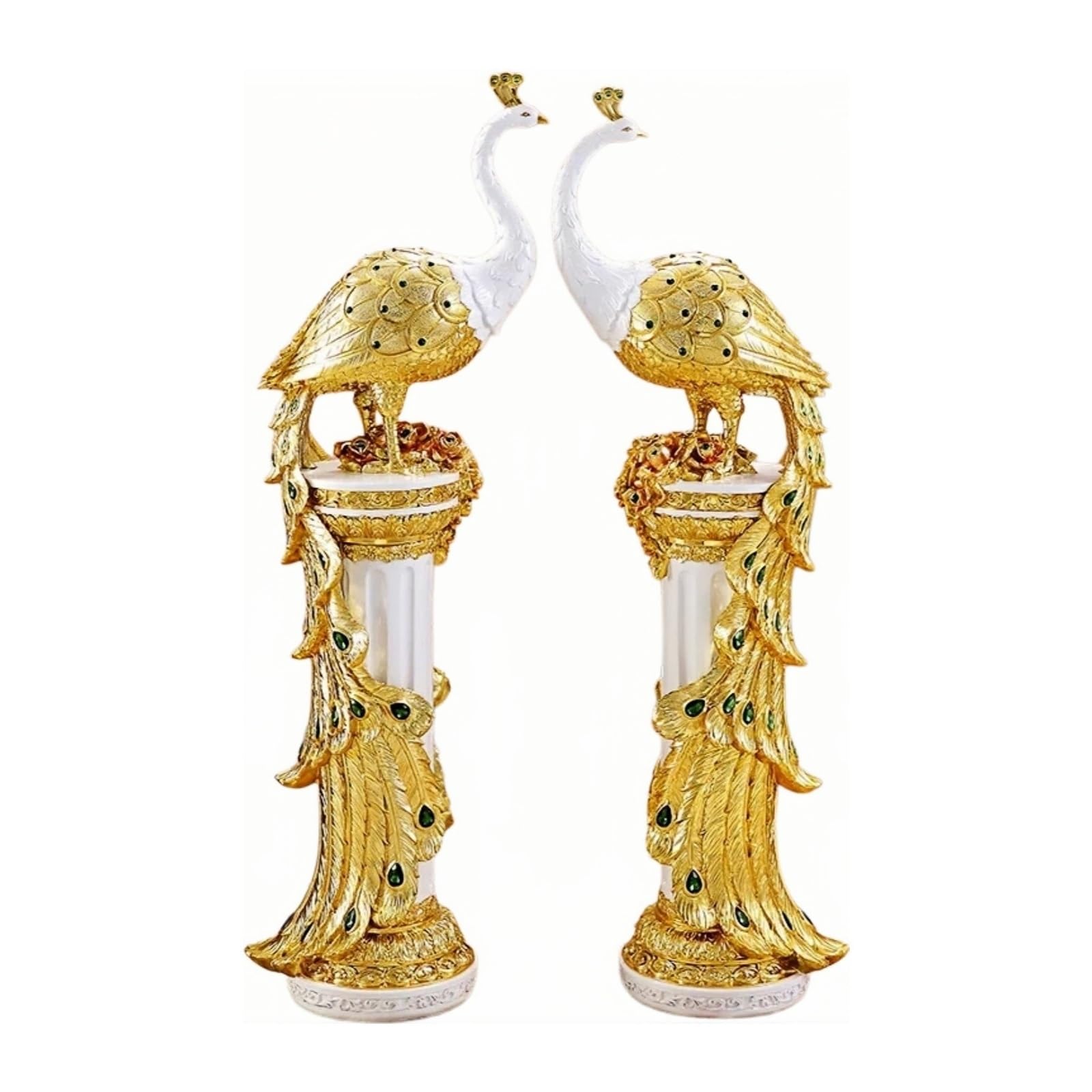 Kf2vBt7dP Chinese Style Floor Clock Floor Clock European Style Peacock for Living Room and Entryway Grandfather Clocks(Gold)