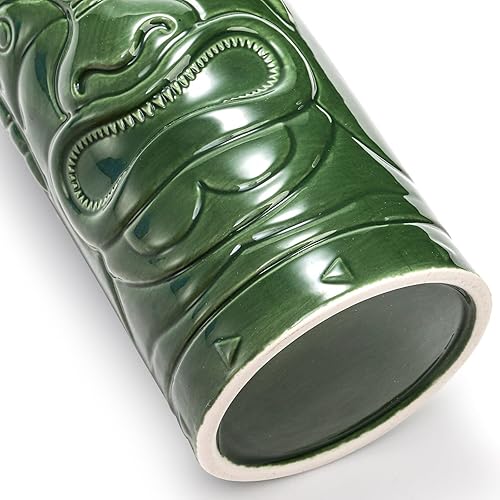 Miniatura 5 de ZEAYEA Juego de 4 tazas Tiki, tazas grandes de cerámica hawaiana para cóctel, Tiki Bar profesional hawaiano fiesta barware, apto para lavavajillas