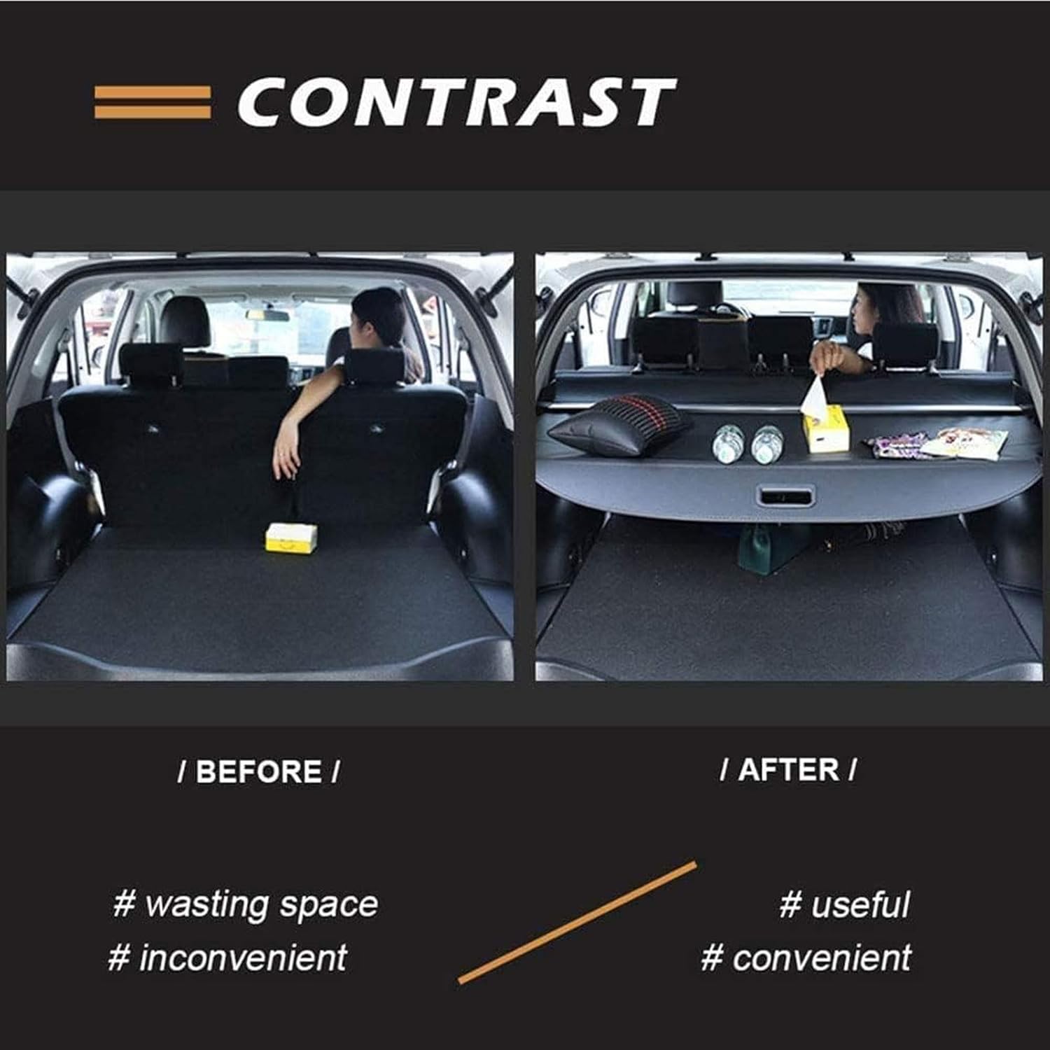 Car Retractable Cargo Cover for Subaru Forester 2007-2010 2011 2012 2013, Rear Trunk Luggage Security Shield Shade Curtain Shelves Waterproof Cargo Shade, Car Accessories
