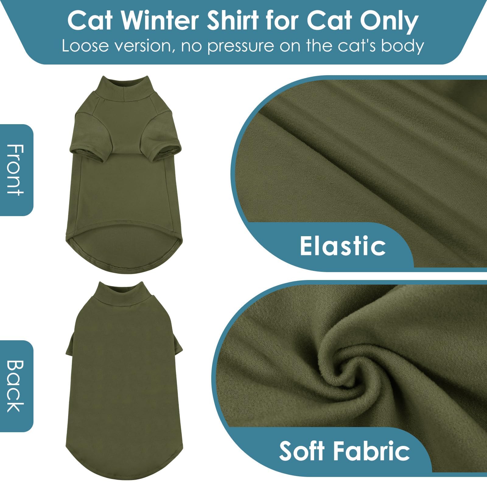 AOFITEE Turtleneck Jumper for Cats Soft Sphynx Cats Shirt Hairless Cat Jumpers with Sleeves - Image 4