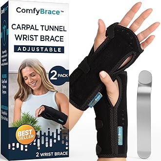 ComfyBrace Night Wrist Sleep Support Brace- Fits Both Hands - Cushioned to Help With Carpal Tunnel and Relieve and Treat Wrist Pain, (2 Pack/Night Brace, One Size Fits All) (Pack of 2)