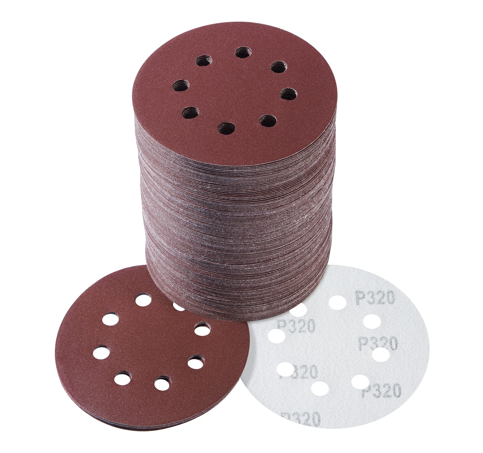 S SATC 150 PCS Sanding Discs 5-Inch 8-Hole Hook and Loop 320 Grit Sandpaper for Random Orbital Sander