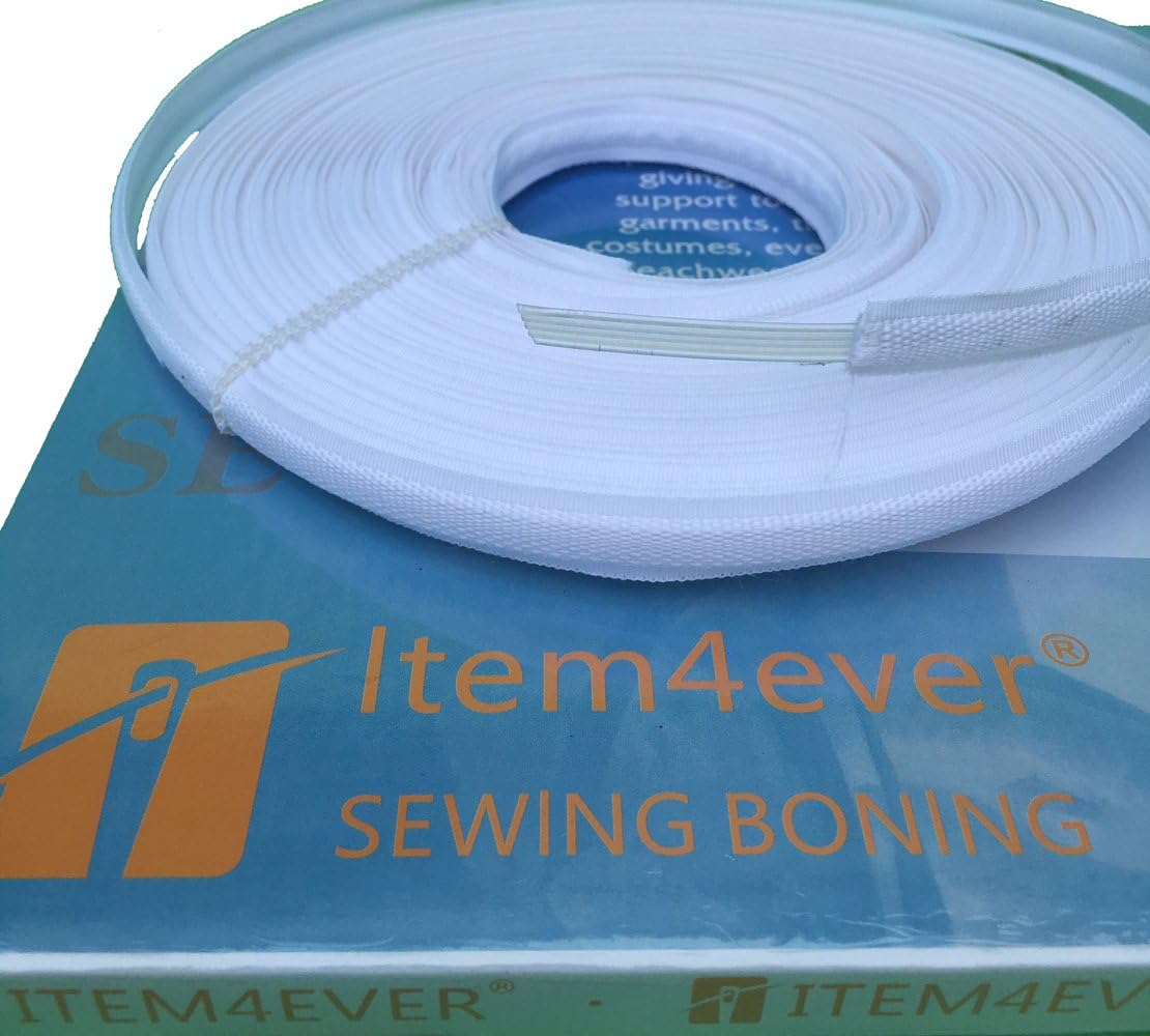 Machine sew Poly Cotton Covered Polyester Boning Polypropylene 1/4" (White)