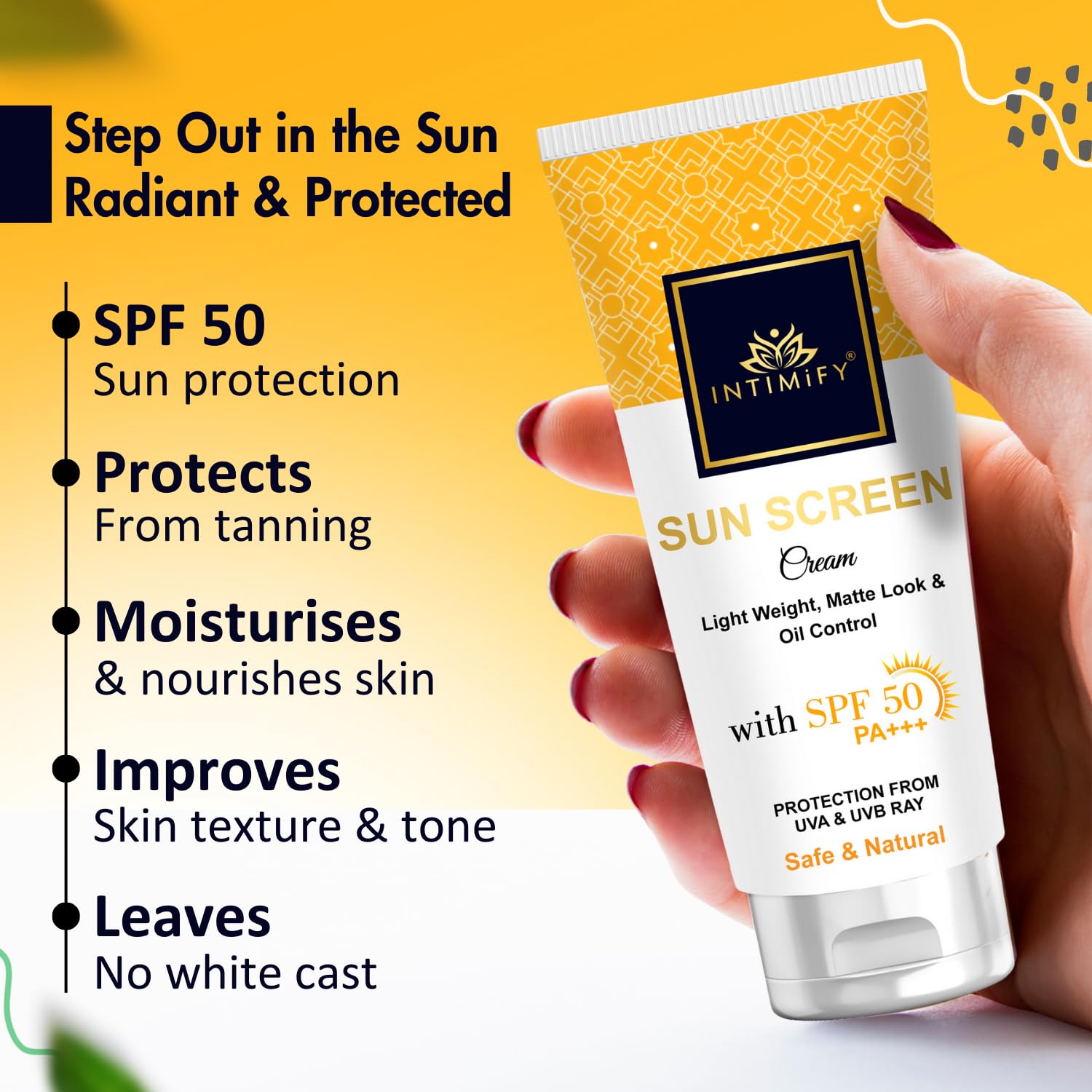 INTIMIFY Sunscreen SPF 50 PA++++ | UVA/UVB & Blue Light Protection | For Oily, Dry & Sensitive Skin | For Women & Men (50g) 3