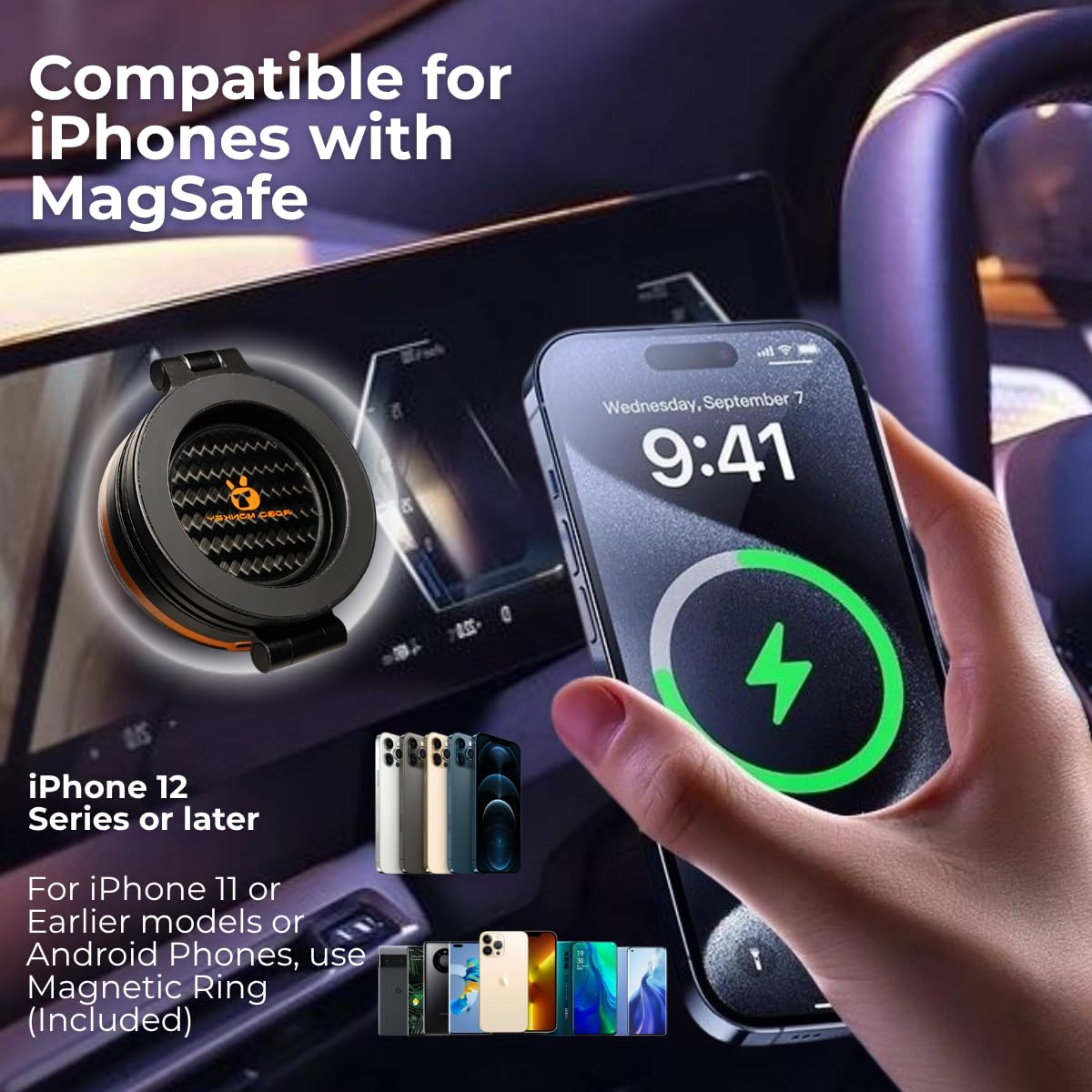 Grip Gear magnetyczny uchwyt samochodowy na telefon 360° regulowany uchwyt na telefon z przyssawką do uchwytów na telefon komórkowy do samochodu/siłowni/uchwyt domowy do iPhone'a i