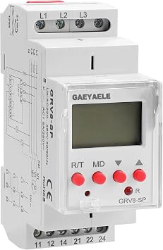 3 Phase Digital Display Voltage Relay 8A 2SPDT Monitoring Phase Relay Auto Reset LCD Relay GRV8-SP,AC220-460V
