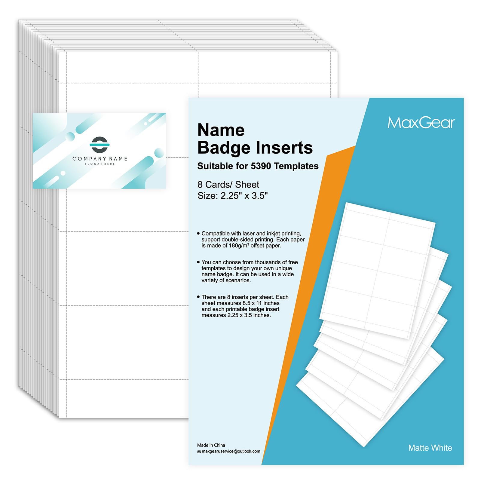 Buy MaxGear Name Badge Inserts, 320pcs White Paper, 2.25 x 3.5 Inch ...