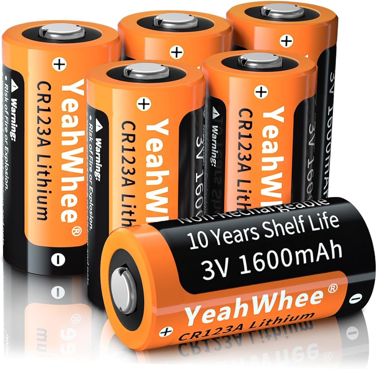 CR123A 3V Lithium Battery - 6 Pack 1600mAh Non-Rechargeable CR17345 Batteries 10 Years Shelf Life, Long-Lasting Power for Security Cameras, Flashlights, Smoke Alarms, Leakproof & PTC Safety