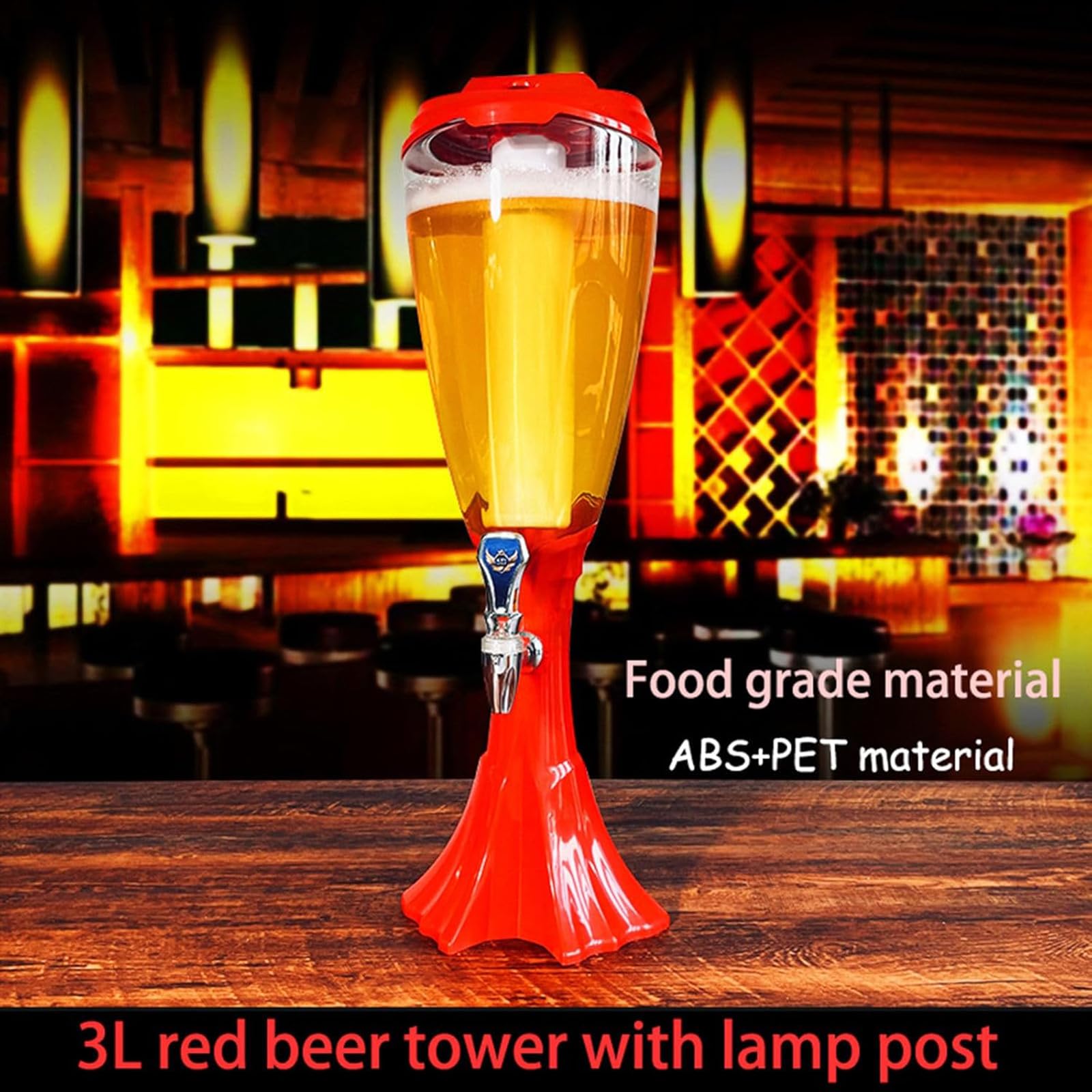 LED Tabletop Beverage Dispenser with Ice Cooler for Home Bar Party Buffet(Blue,3L)