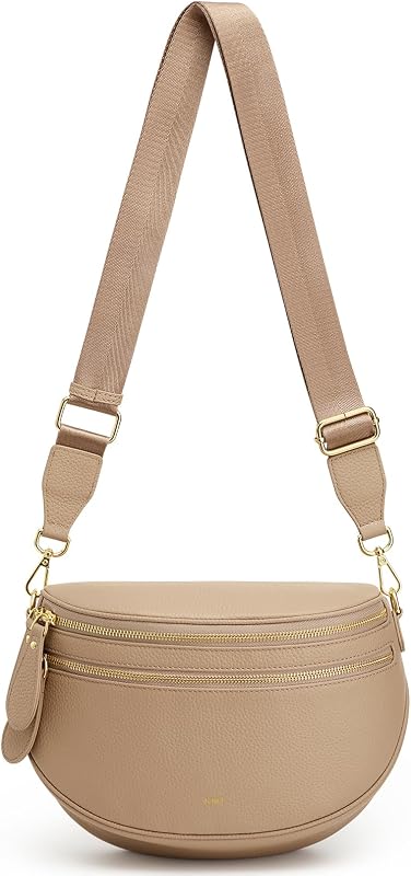 Kattee Spacious Leather Bum Bag for Women with RFID Blocking | Top grain pebbled leather with roomy storage, a wide adjustable strap and hands-free everyday comfort.