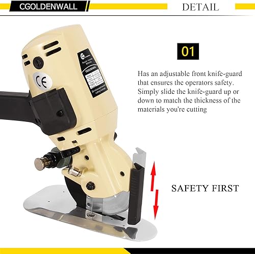 Miniatura 3 de CGOLDENWALL YJ-110 Cortadora de tela eléctrica industrial Cortadora de tela 1.260 in Espesor máximo de corte 4.331 in Tamaño de la hoja Ideal para