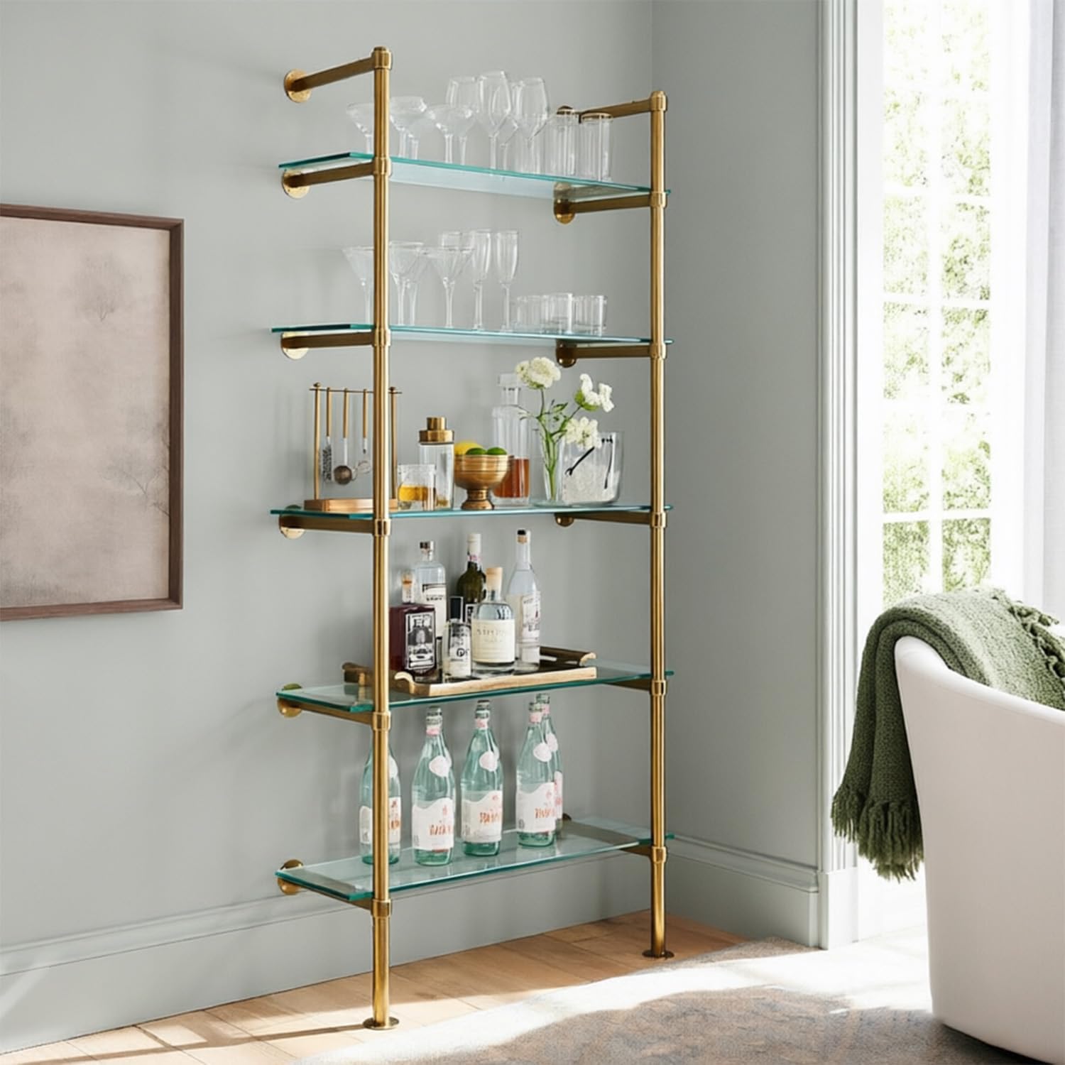 08" x 48" - 5-Pcs Tempered Glass Rectangular Shelves - 3/16" Thick - Home & Office Storage Racks