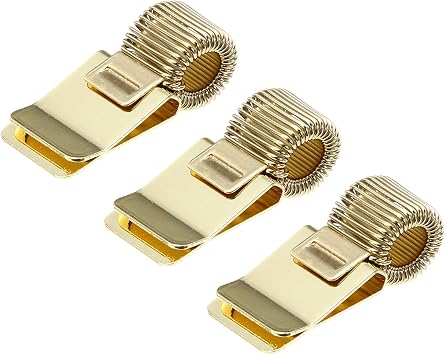PATIKIL 3Pcs Pen Holder Clips, Metal Pen Clip Holder Adjustable Loop Pen Pencil Organizer with Single Spring Loop for Notebook, Clipboard, Gold Tone