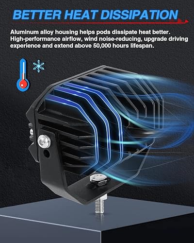 Miniatura 4 de BraveWAY Luces LED de 4 pulgadas de 80 W 9600 LM haz de punto blanco todo terreno para trabajo conducción de camión camioneta motocicleta SUV ATV