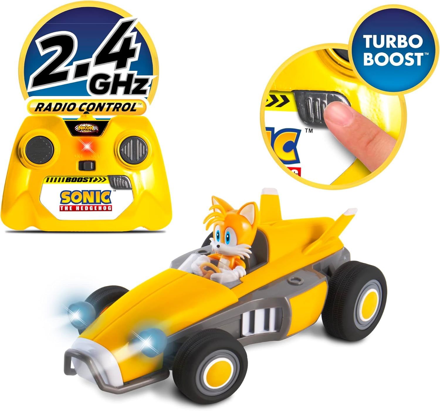 NKOK Sonic Racing RC Tails The Fox car and its remote controller.