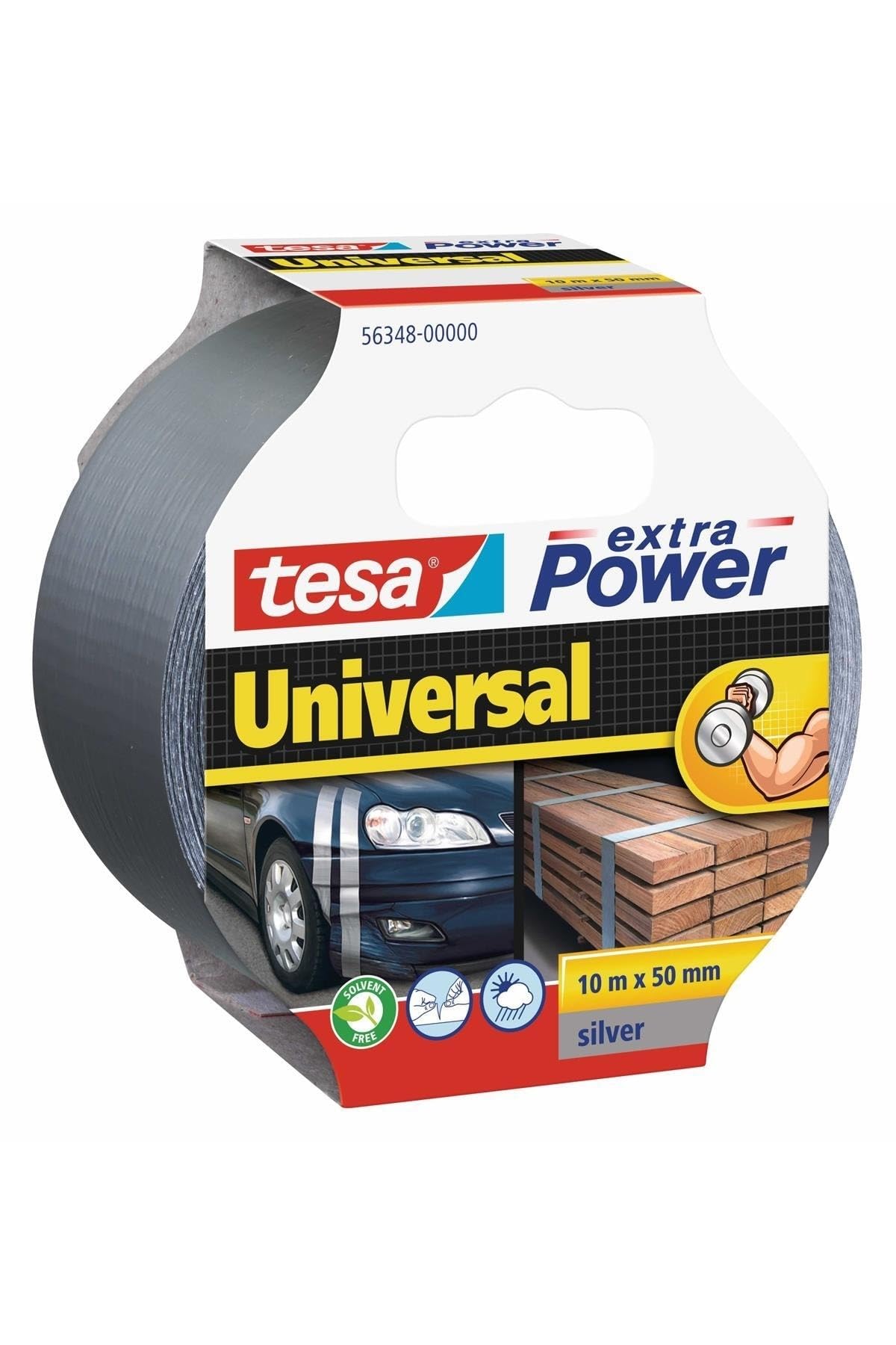 tesa Extra Power Universal - Fabric-Reinforced Duct Tape for Repairing, Fastening, Bundling, Reinforcing or Sealing - Grey - 10 m x 50 mm