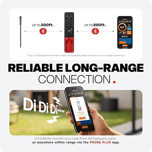 Miniatura 4 de Smart Wireless Meat Thermometer 6 Sensors Accuracy Digital Food Thermometer 0.5S Instant Read, IP67 Waterproof for BBQ, Grill, Smoker, Oven, Air