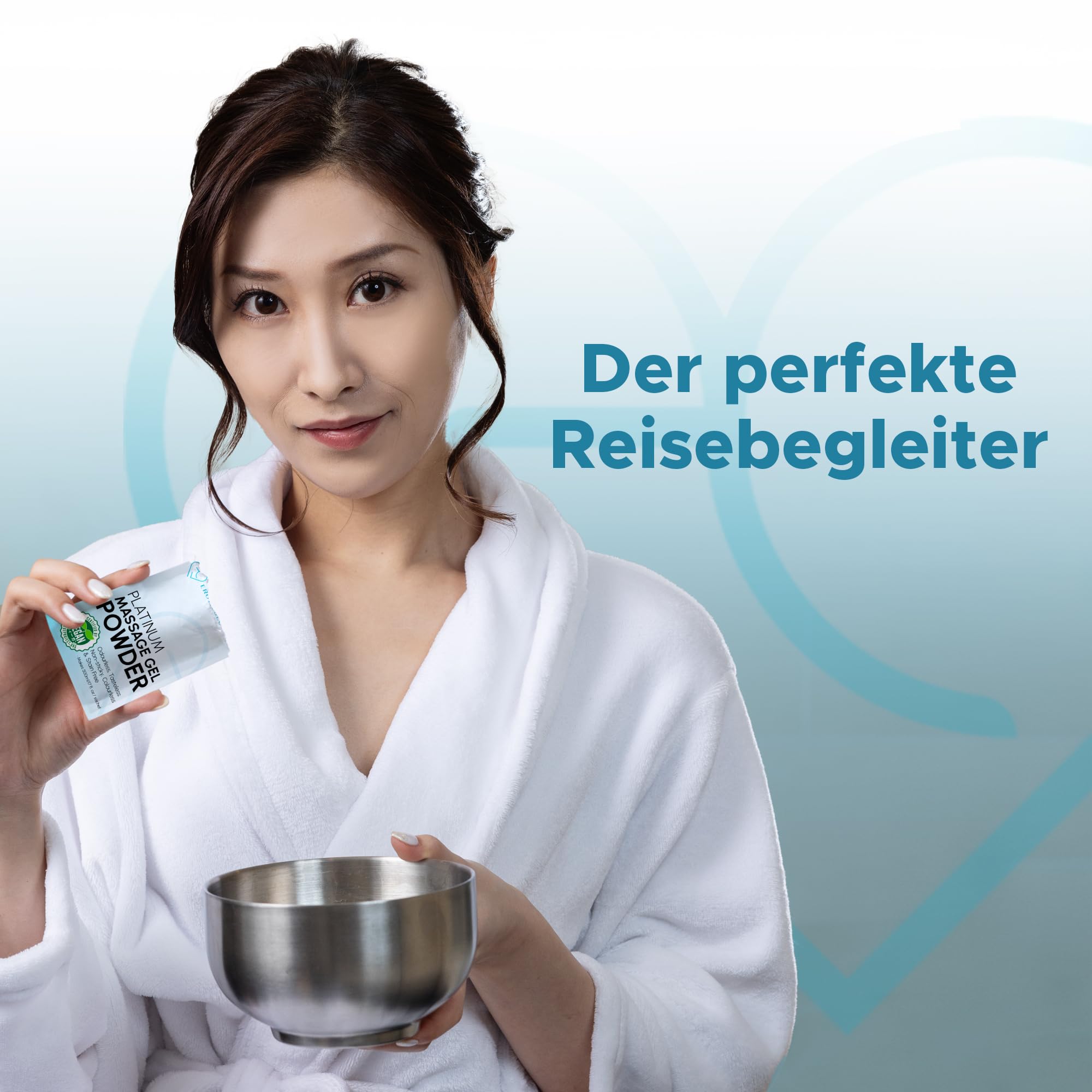 Premium Nuru Massagegel Pulver Platinum, 5x 5 g Sachets, Neutrale Basis, Massageöl Alternative, Made in Japan, Wasserbasiert, Vegan, Parfümfrei, Frei von Parabenen, Ergibt 2,5 Liter