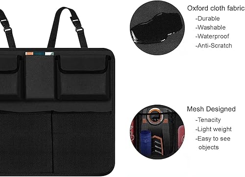Miniatura 4 de Organizador de maletero colgante para asiento trasero de automóvil para SUV, camioneta, camión con 9 bolsillos de tensión, organizador de ahorro de