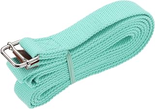 8ft Cotton Yoga Straps with Adjustable Ring for Stretching | Non-Elastic Yoga Belt Stretch Band for Pilates Physical Mobility Workouts Gym Flexibility Exercise, Lake Green