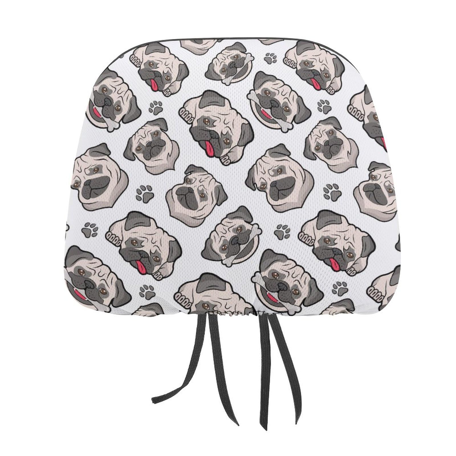 FJQWKLF Cute-Pugs Car Head Rest Covers, Novelty Print, Universal Decorative Covers, 2 Pack Headrest Covers
