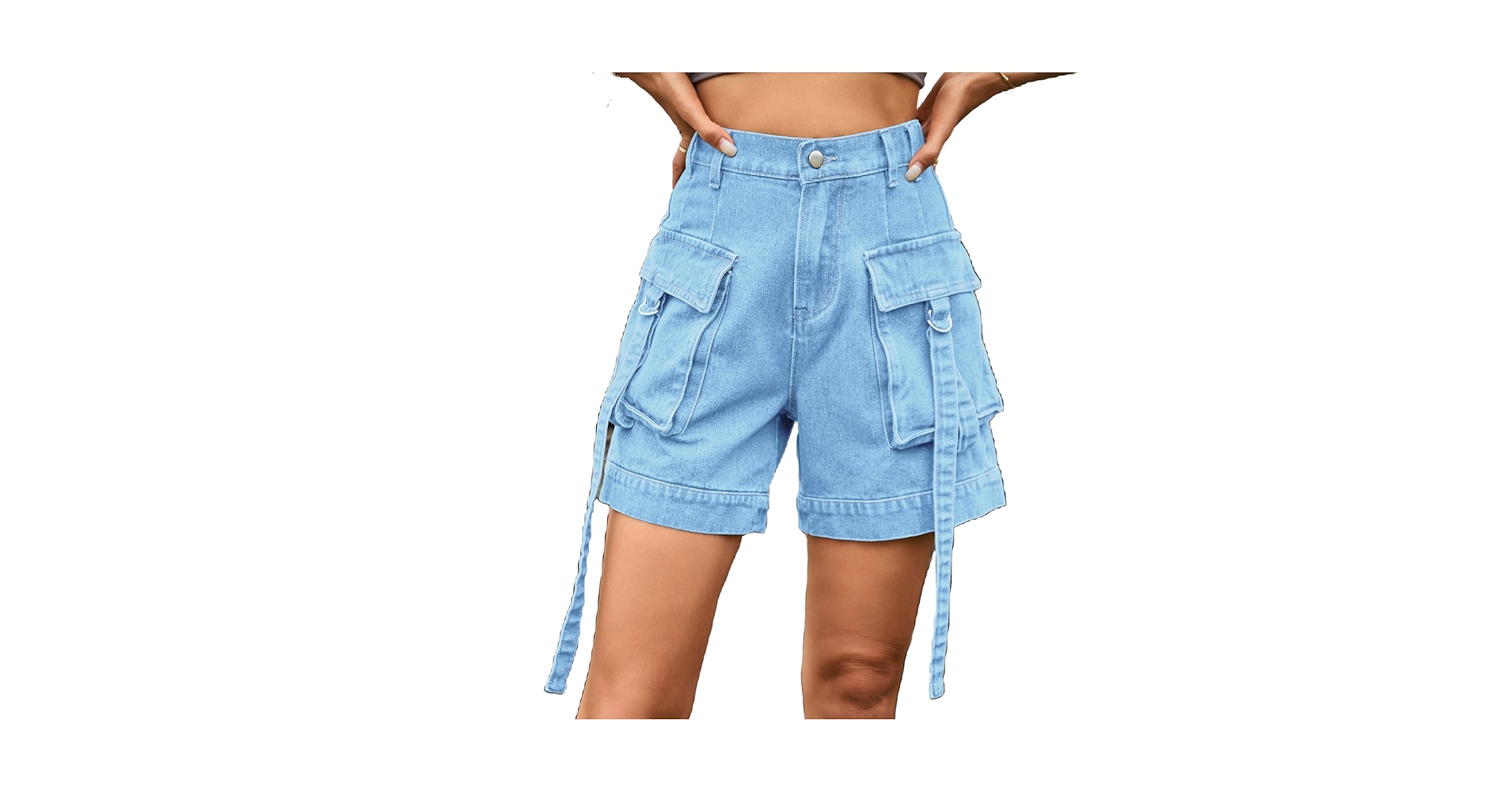 Summer High Waist Cargo Denim Shorts for Women Casual