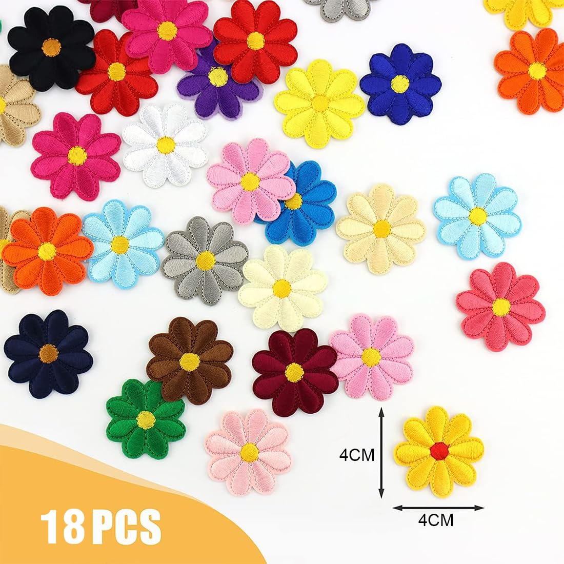 Patchs Thermocollants Fleur - Lot De 50 (28 Grandes + 22 Petites), Brodés Multicolores, Pour Réparer Ou Décorer Vêtements, Sacs, Tissus