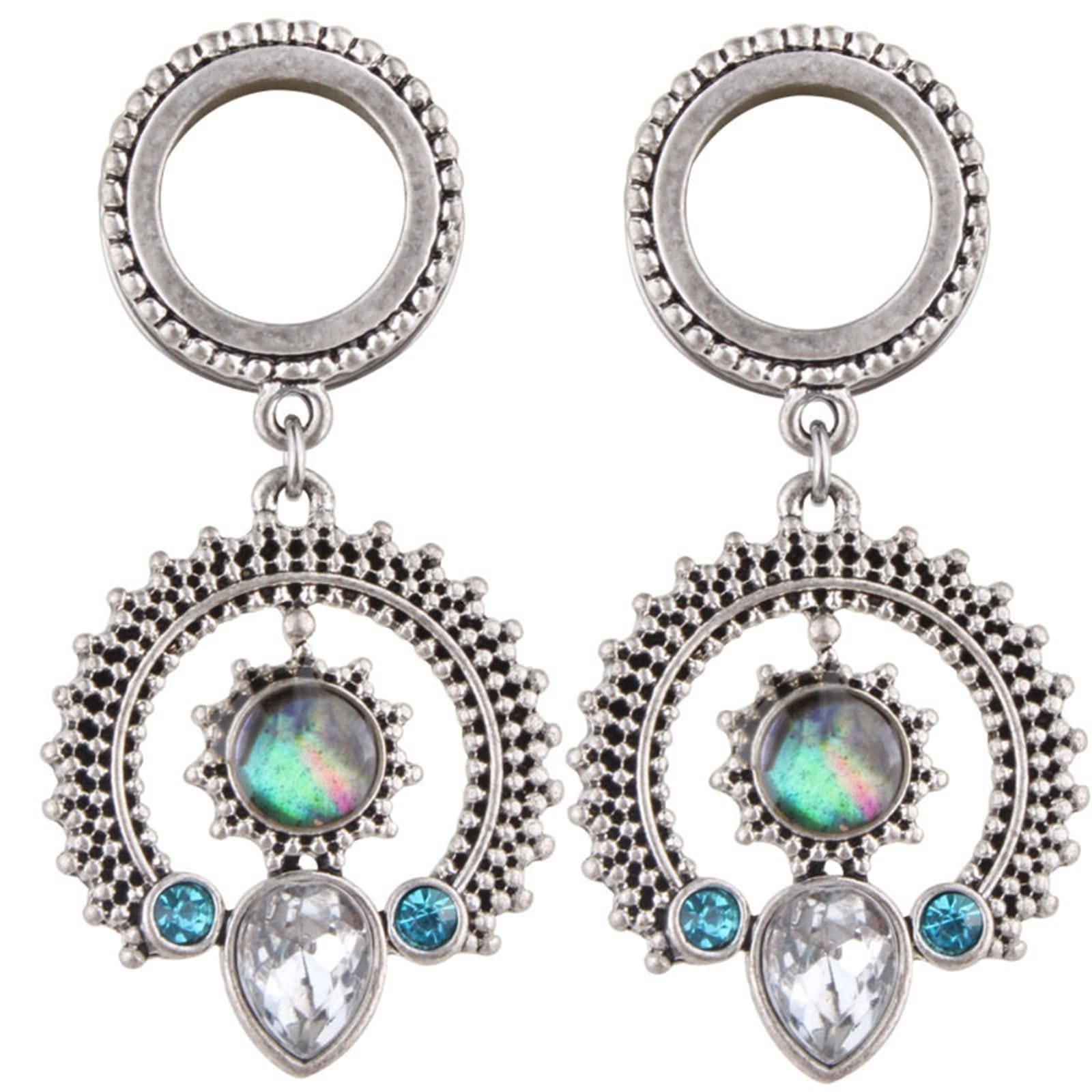 Daesar Plugs 6-20MM Edelstahl, Ohr Tunnel Set Hängend Blume mit Zirkonia Ohrringe Piercing Ohr Plug Tunnel für Damen