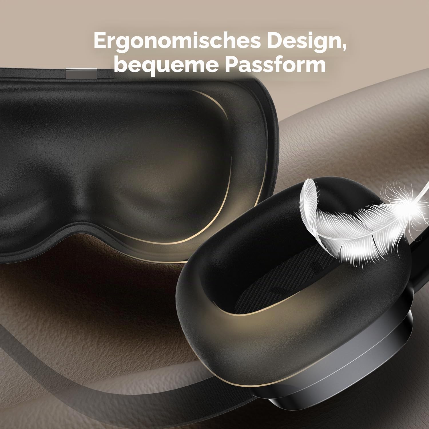 HubiCare Ohrenschützer Augenmaske mit Wärmetherapie und Bluetooth-Musik, Kopfhörer zum Konzentrieren, Entspannen, Besseren Schlafen, Meditieren und Lindern von Verspannungen (schwarz)