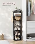 VASAGLE 7-Tier Vertical Shoe Rack, Narrow Shoe Storage Organizer with Hooks, Slim Corner Tower Shelf, Space-Saving for Entryway and Bedroom, Black ULBS200T16 | Shoe Storage Rack