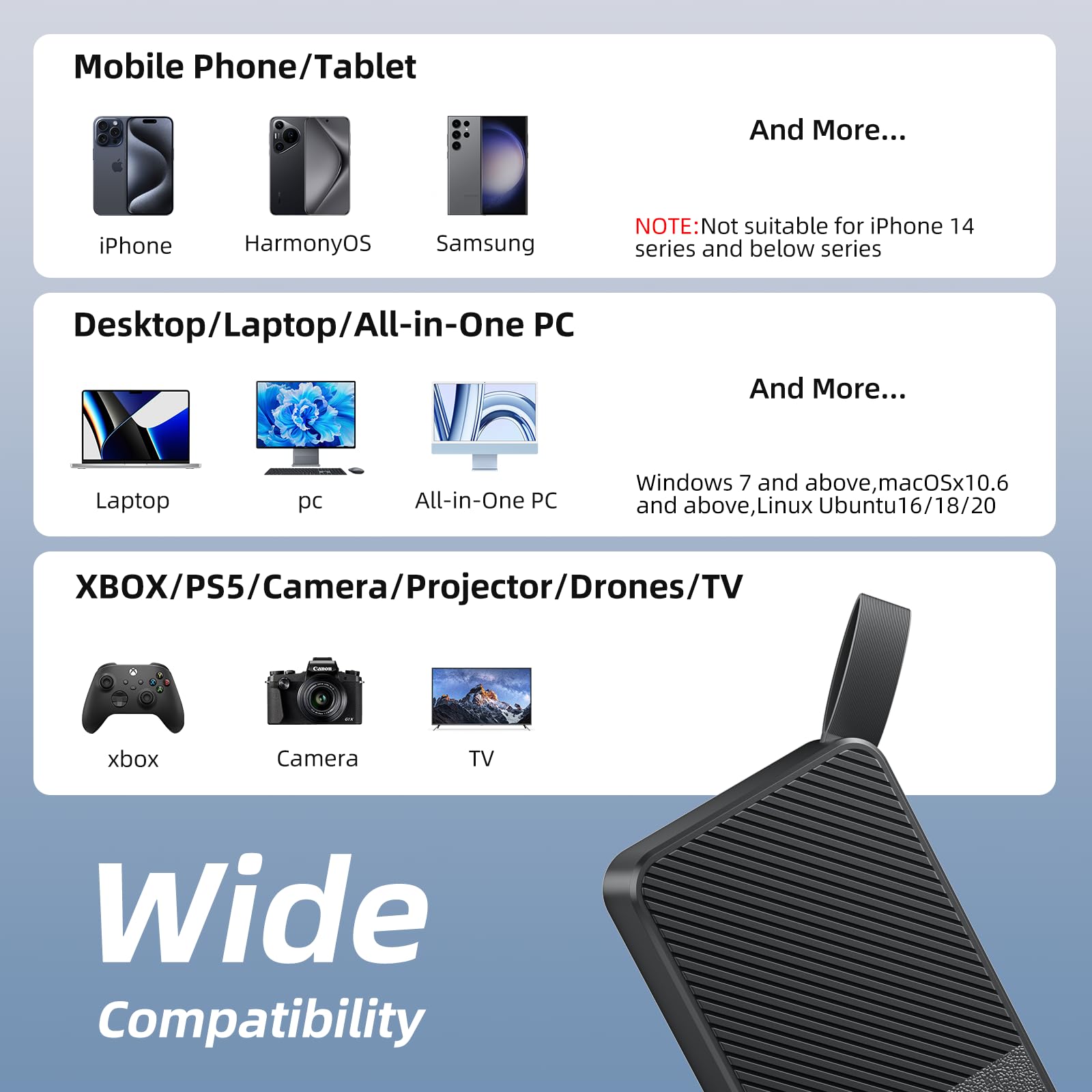 SAN ZANG MASTER Externe Festplatte 2TB,560 MB/s Lesen, 520 MB/s Schreiben,USB 3.2 Gen.1, Festplatte Extern für iPhone15-Serie, PC und Spielkonsole, Schwarz