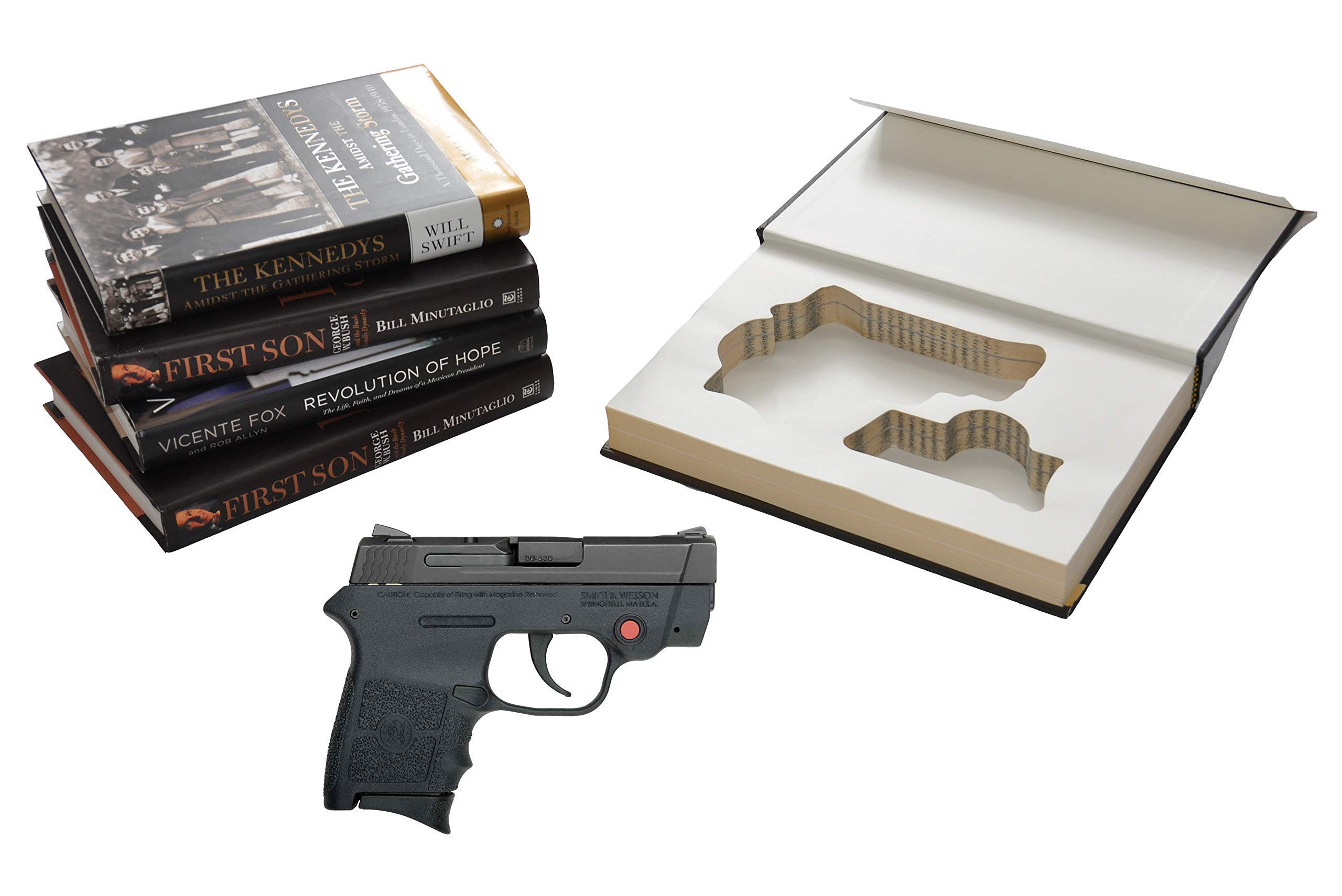 Gun Storage Book Safe Compatible with Smith & Wesson M&P Bodyguard 380 Handguns - Hollow Hidden Quick Access Box Case - Fits models with or without built-in Crimson Trace Laser