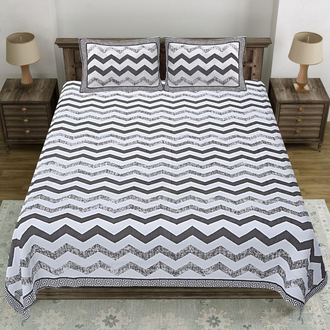 Living Roots Pure Cotton Bedsheets - Grey Paisley -20