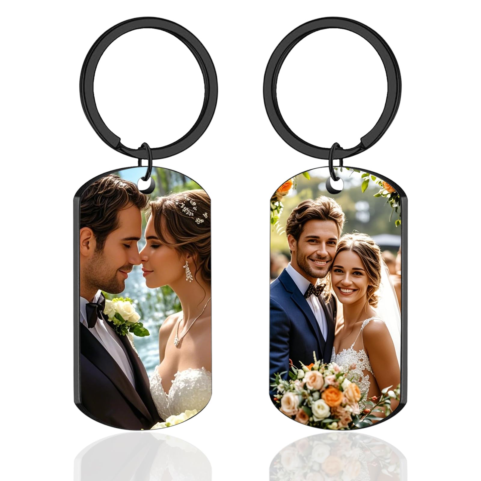 Fkf Unisex Rectangular Double Sided Personalised Photo Keyring Custom Key Ring Engraved Text Keychain Gift For Grandad Mum Dad Men Birthdays Fathers Day Mothers Day Christmas Anniversary Day (Rectangular Double Sided)