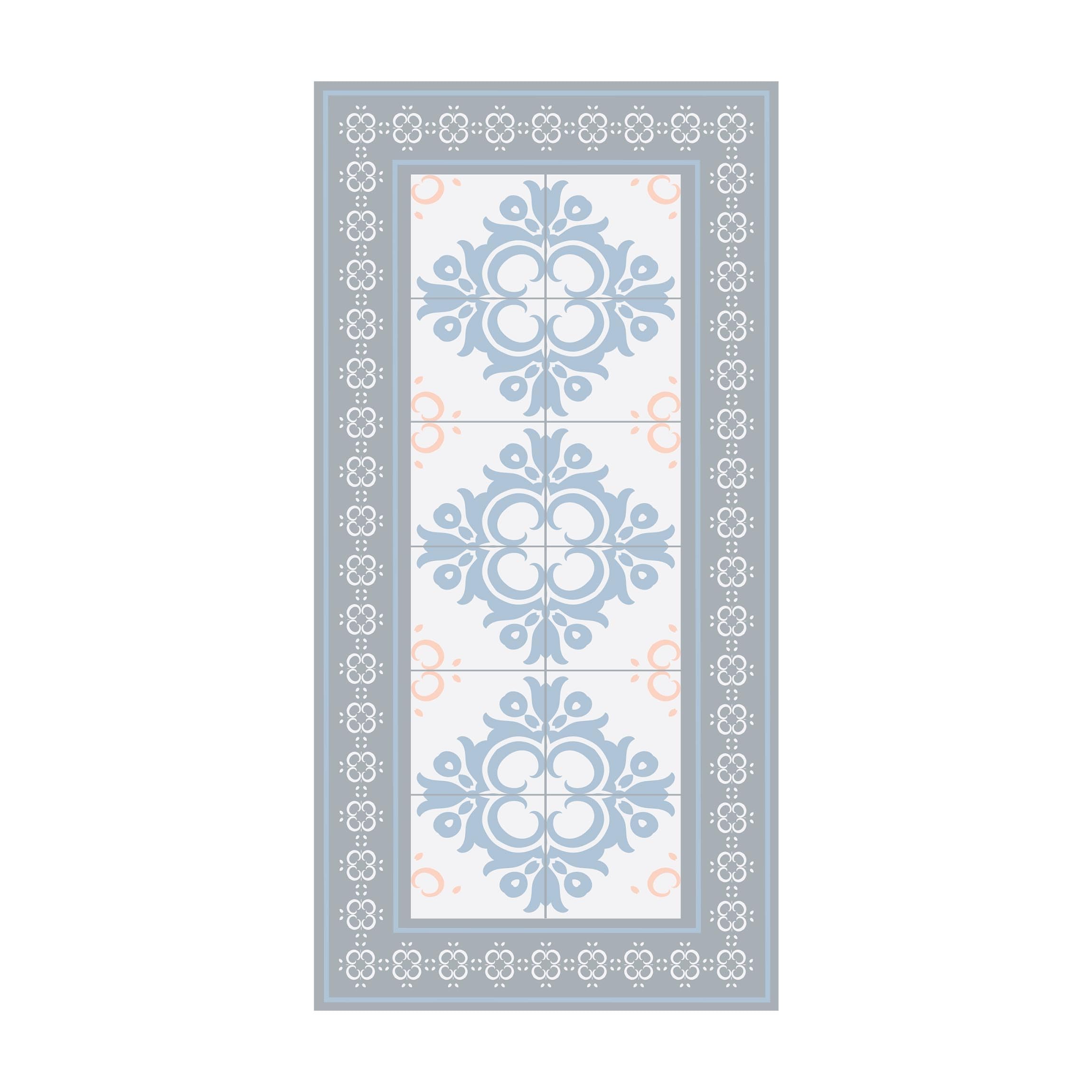 Vinylteppich nass abwischbar Muster Bodenschutz - Made in Germany - Geometrisch Fliesenoptik 2,2mm dünne Vinyl Bodenmatte Pastell Küche Flur trittsichere Matte 2858 (70x140cm)