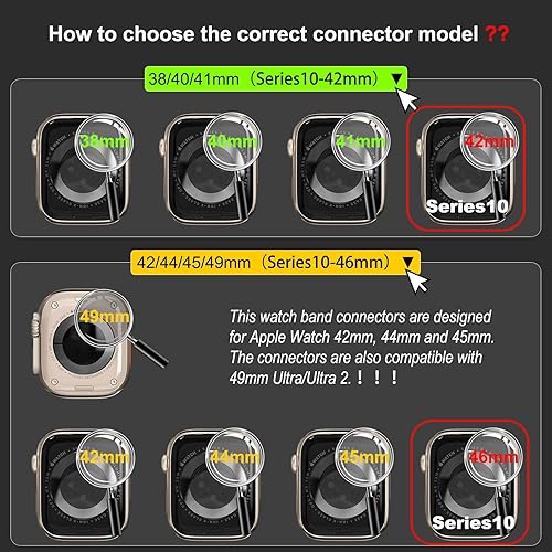 Miniatura 3 de Hapysen Conectores de correa de reloj para adaptador de correa de Apple Watch, accesorio de enlace de repuesto para iWatch Ultra (1.929 in) Series 9