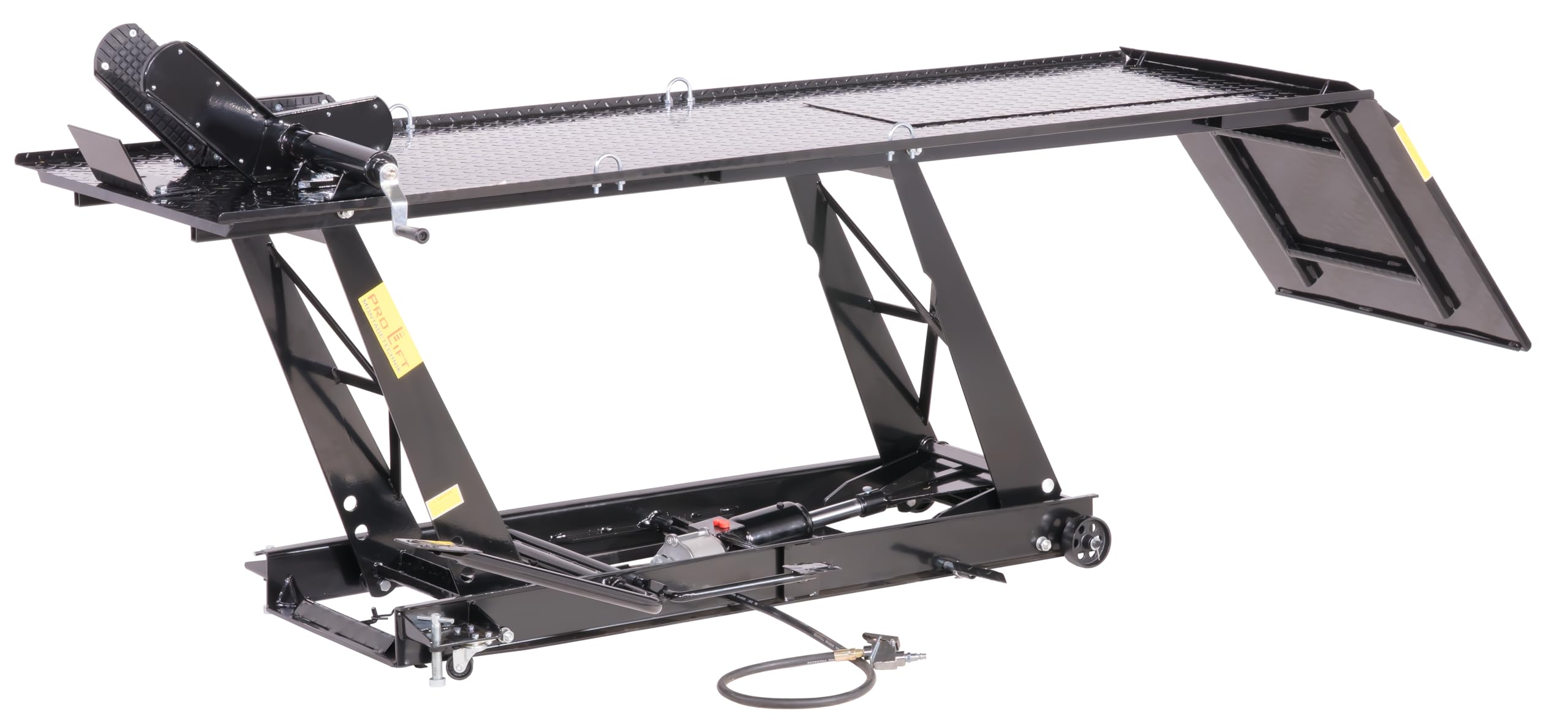 Ponte sollevatore per motocicletta, parallelogramma, 450 kg con pneumatico + azionamento a pedale, blu, PLB450-PAJ, 01646
