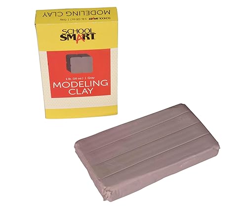 School Smart Arcilla de modelado para uso escolar y doméstico, diseño permanentemente suave, 1 libra, color gris