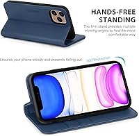 Vista 5 de SHIELDON Funda tipo cartera para iPhone 11 Pro Max, de piel auténtica, magnética, bloqueo RFID, ranuras para tarjetas, soporte a prueba de golpes