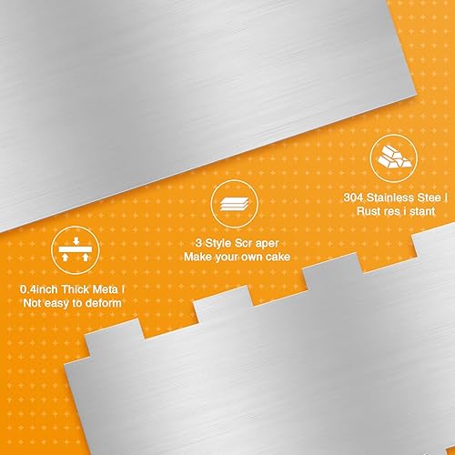 Miniatura 3 de FEROTED Rascador de pasteles de acero inoxidable de 10 pulgadas herramienta más suave de glaseado de doble cara peine decorativo de metal para