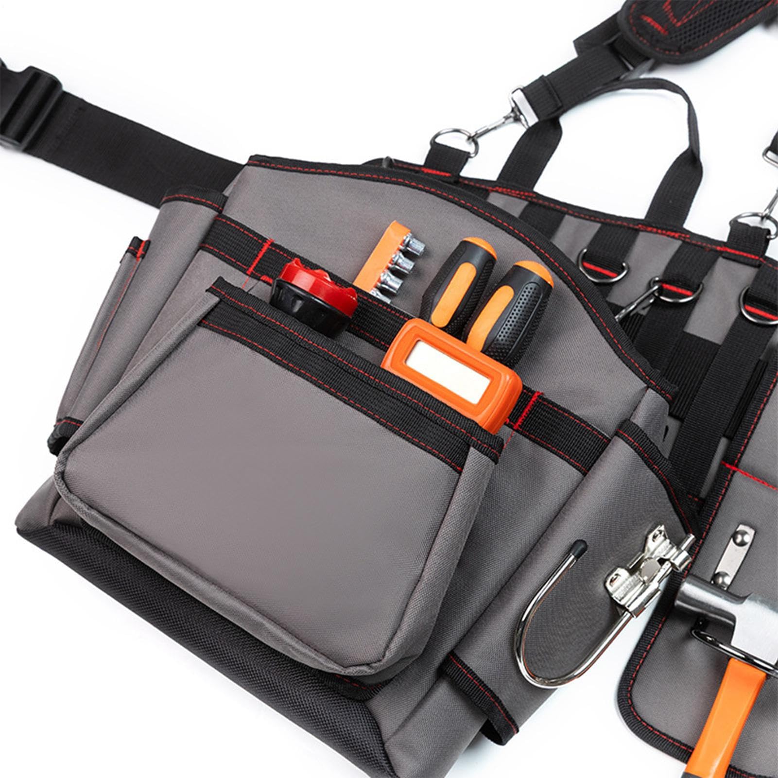 Bolsa de cinturón de herramientas - Organizador de almacenamiento de bolsillos | Cinturón de herramientas de carpinteros | Bolsillo de cinta | chaleco de gadget de servicio pesado | Chaleco de gadget