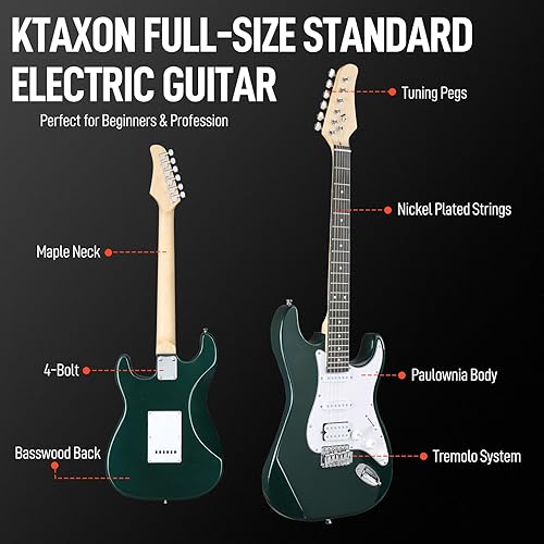 Vista 34 de Ktaxon Kit de guitarra eléctrica de 39 pulgadas para principiantes, pastillas HSS de 6 cuerdas de cuerpo sólido de tamaño completo para adultos