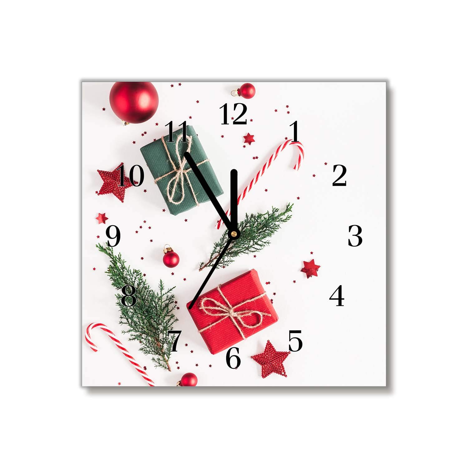 Horloge Murale Noël Tulup en Verre Trempé Idée Cadeau de Fêtes