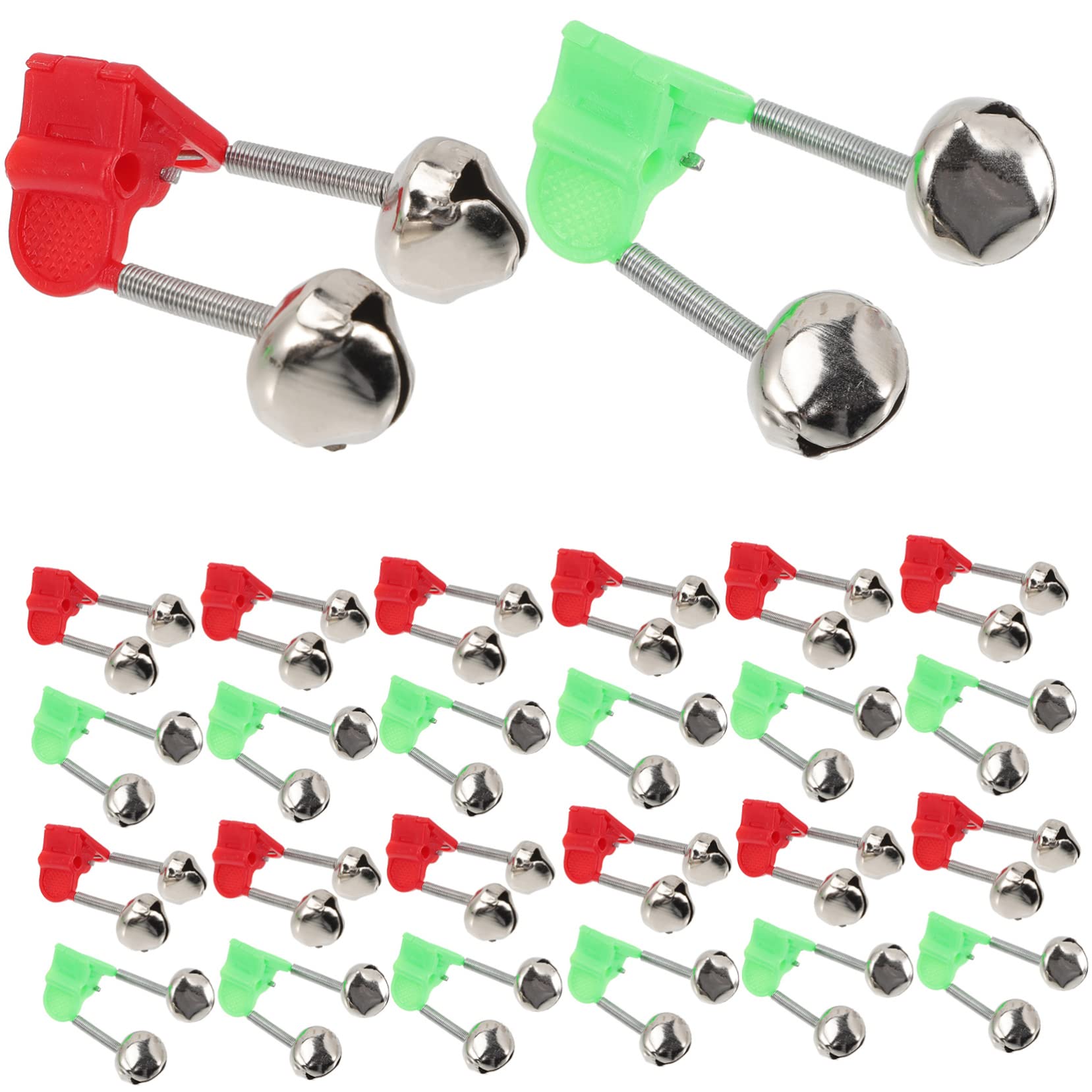 NAMOARLY Fishing Accessories Fishing Rod Bells 50pcs Dual Alert Bells Fish Bite Alarm