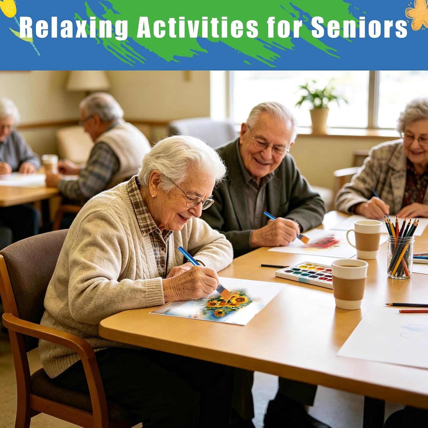 24 Pcs Dementia Products for Elderly Reusable Water Doodle Coloring Set