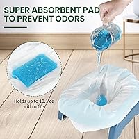 Vista 5 de Paquete de 72 forros para orinal portátiles desechables para inodoro portátil con almohadillas absorbentes, bolsas de repuesto para orinal de viaje