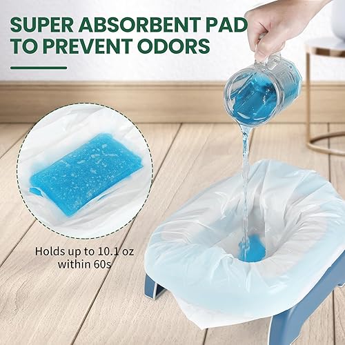 Miniatura 4 de 36 paquetes de forros para orinal portátiles desechables para inodoro portátil con almohadillas absorbentes, bolsas de repuesto para orinal de viaje