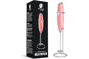 Pink Milk Frother Handheld for Coffee - Electric Hand Blender, Mini Drink...