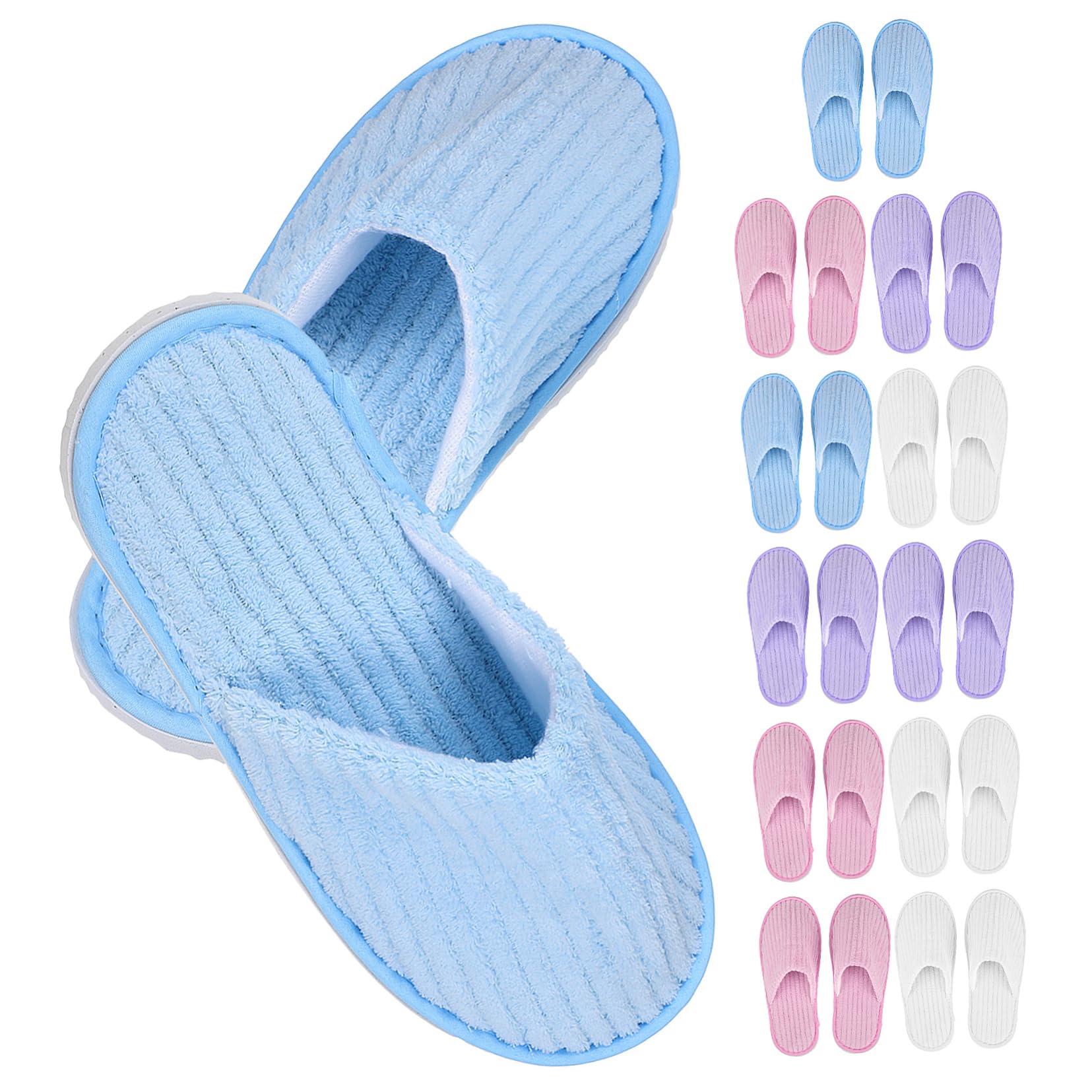 Ipetboom Pantoufles en Coral Fleece Antidérapantes 12 Paires Jetables
